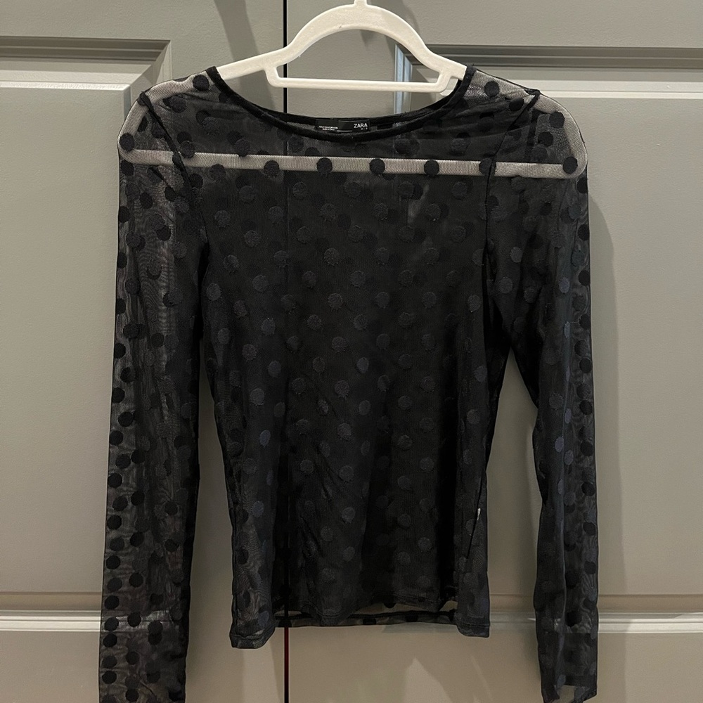 Zara seamless polka dot black long sleeve